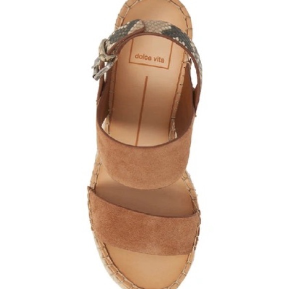 DOLCE VITA SUEDE SPIRO BROWN WEDGE HEEL PLATFORM SLINGBACK SANDALS NIB SZ 9.5 - Picture 4 of 5